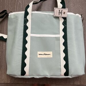 Business & pleasure (fab fit fun) Green and White Canvas insulated cooler tote
